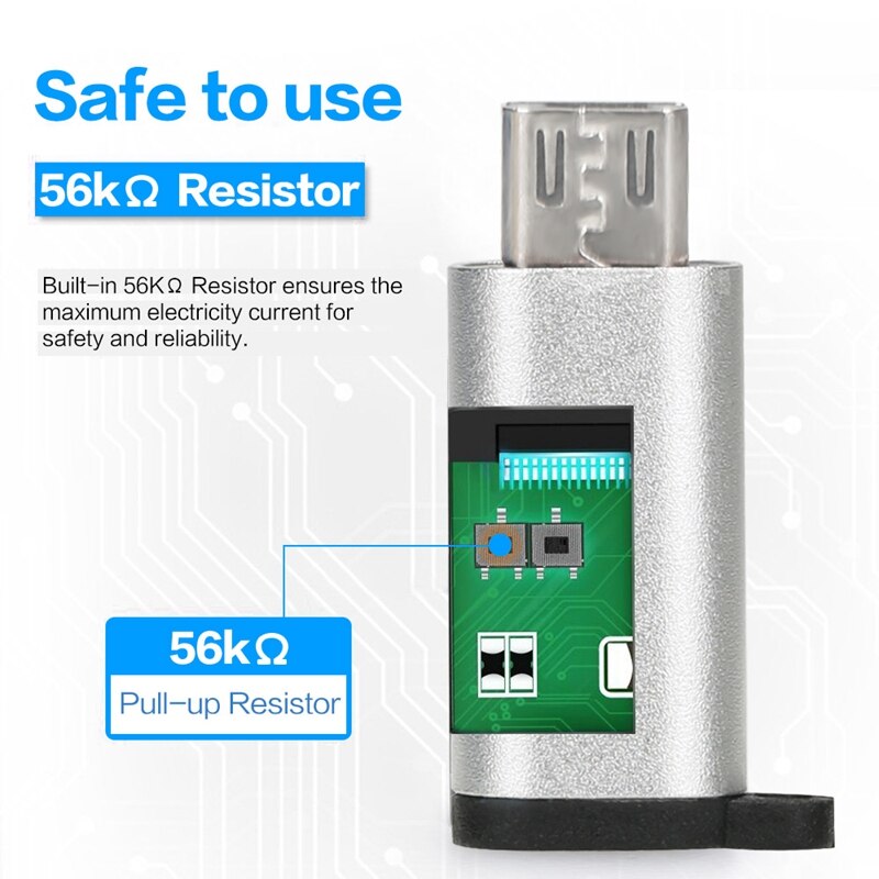 Mikro-usb-adapter type c til mikro-usb hann otg usb en omformer til android-telefon tabletter gamepad (sølv)
