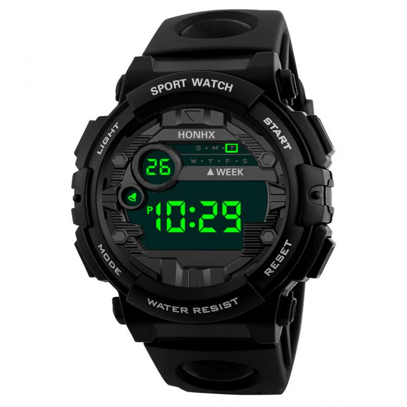 Accessoires de vélo LED Montre Numérique De Luxe hommes Sports de Plein Air Grand Cadran Montre De Sport Électronique Montre Mouvement Bracelet En Résine: Black 02