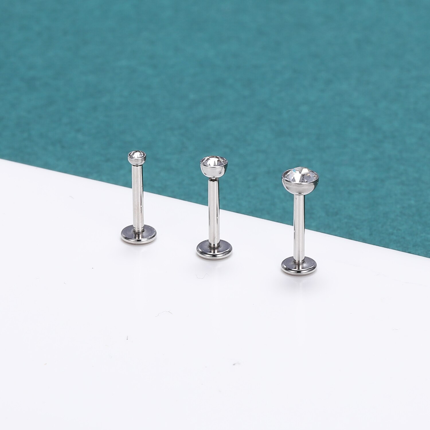 3Pcs/lot 16G Stainless Steel Lip Labret Piercing Set Crystal Monroe Lip Stud Ring Tragus Helix Conch Cartilage Earring Piercing
