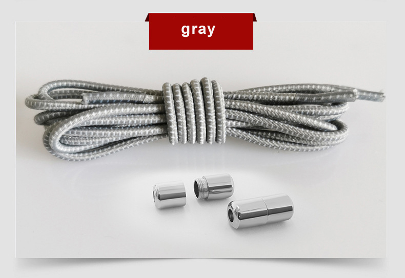 Elastic Shoelaces Round Locking No Tie Shoe Laces Quick Lazy Laces Rubber Sneakers Shoelace for Kids Adult Shoe Laces No Tie: grey