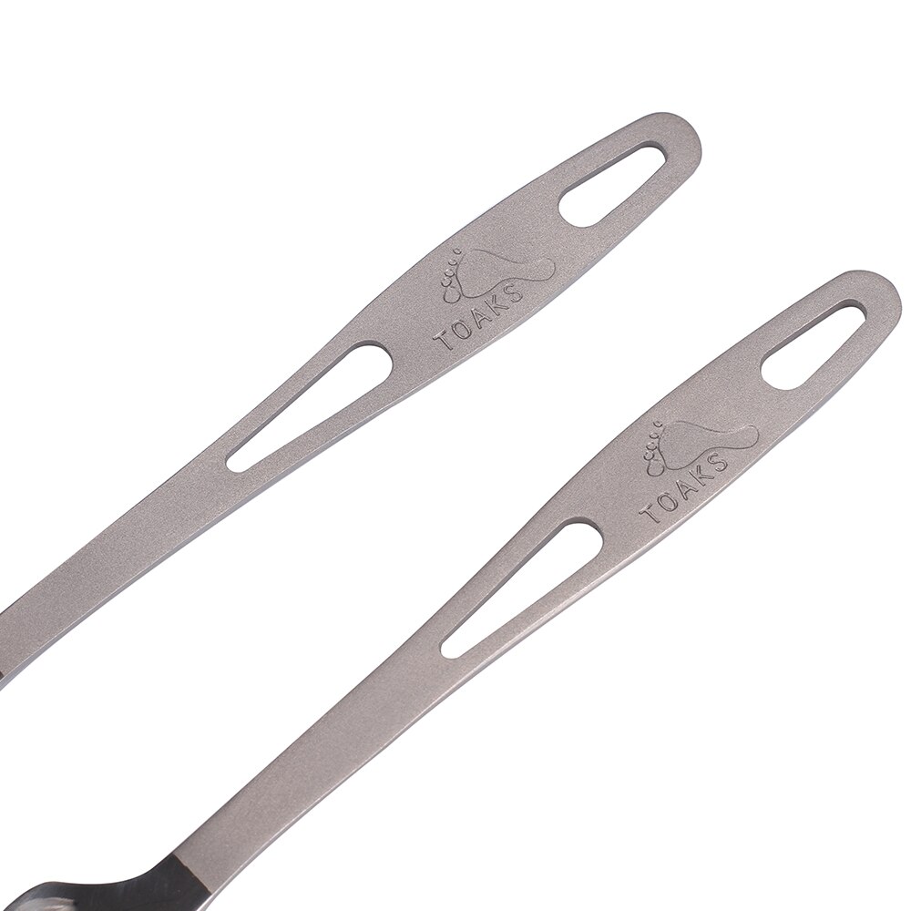 TOAKS Titanium 2-Stuks Bestek Set Semi-Gepolijst Outdoor Picknick en Huishoudelijke Tweeërlei Gebruik Servies Vork Lepel SLV-15