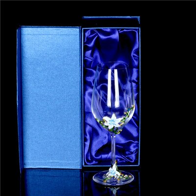 Kolor emalii Lily ołowiu kryształ bez ołowiu lampka do wina zestaw z karafką kreatywny czara kieliszki do szampana prezent ślubny napoje w domu naczynia: blue gift box
