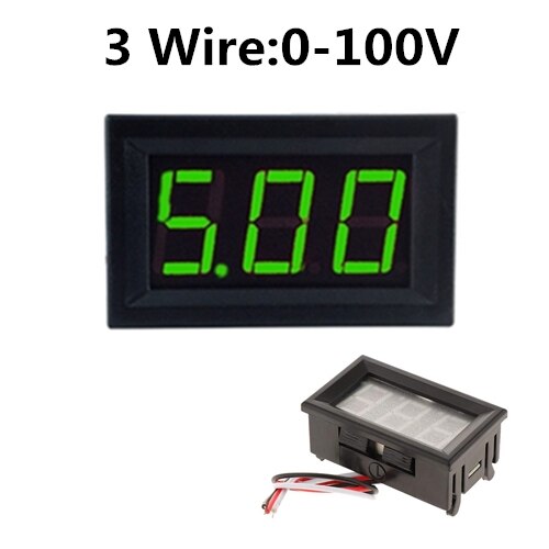 Digital Voltmeter 3 Wire DC 0V to 30V Digital Voltmeter Voltage Panel Meter For 6V 24V Electromobile Motorcycle Car 0.56 '': 3 Wire Green