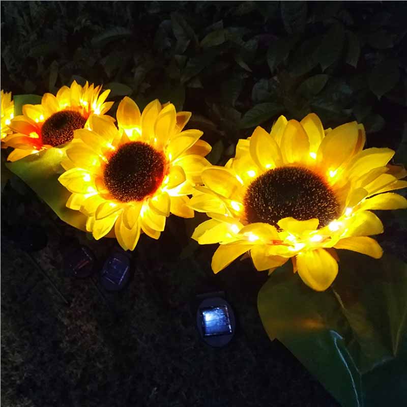 Tuin Decoratie Solar Led Zonnebloem Stijl Gazon Lamp Outdoor Waterdichte Bloemen Lamp Voor Binnenplaats Tuin Gazon Verlichting Decor