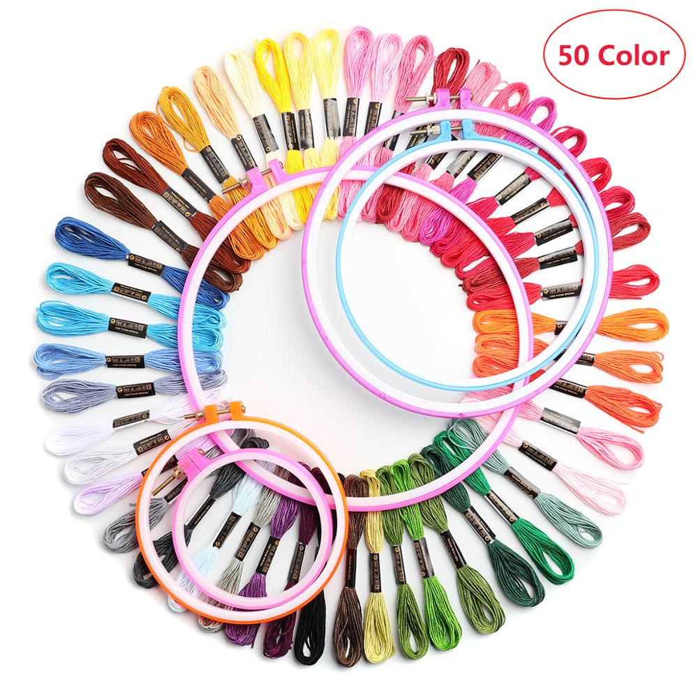 50/100 färger broderi floss spolar korsstyg båge korsstyg kit korsstyg broderier kit syverktyg