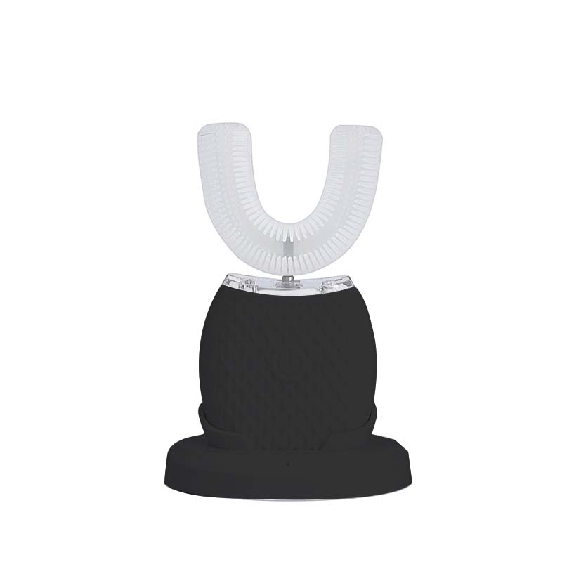 Newest U-Shape Soft Bristle Electric Toothbrush Waterproof Silicone Lazy Ultrasonic Induction Charging Electronic Toothbrush: black