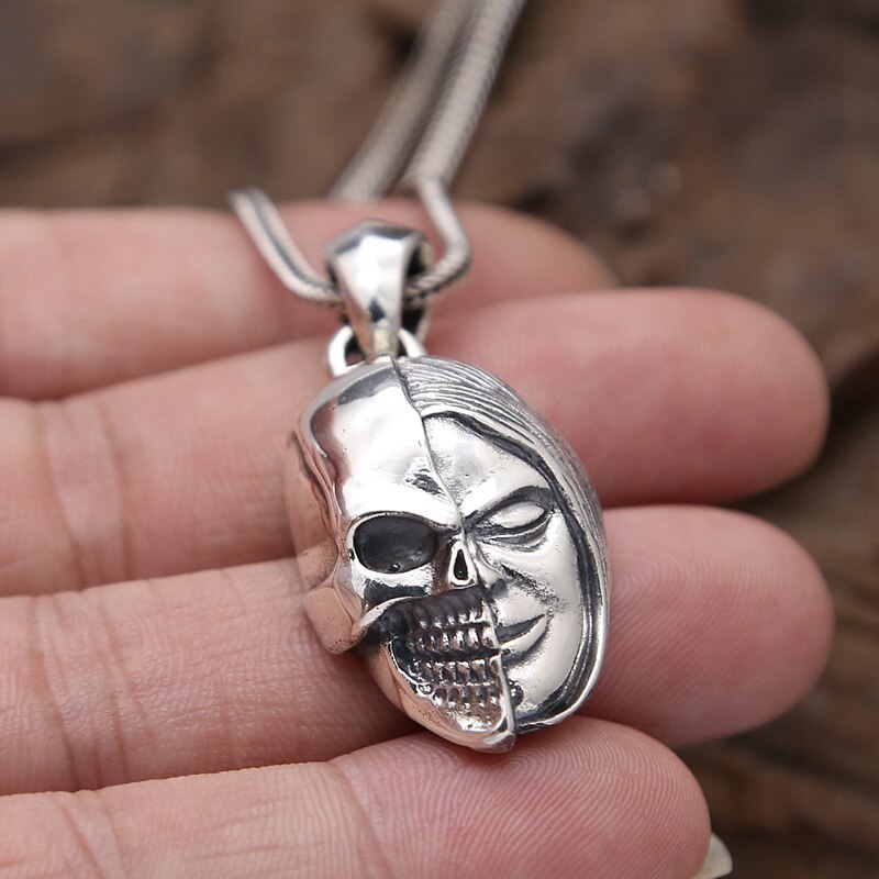 Trendy Face Skull Pendants Jewelry Retro Silver Pendants Jewelry Accessory Thai Silver Men Pendant