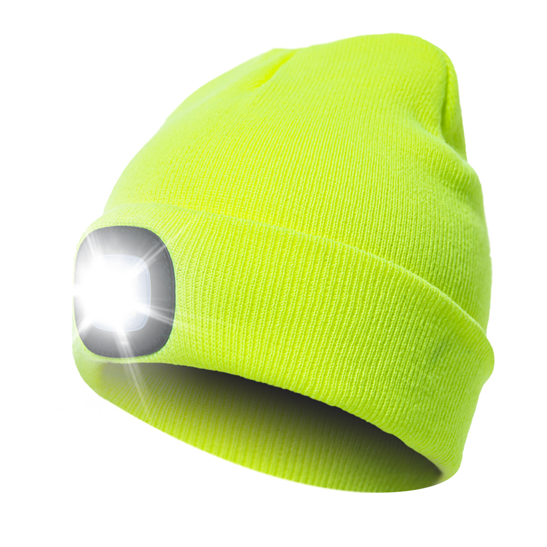 LED Light Headlights Skull Caps Unisex Button Battery LED Light Beanie Cap Winter Warmer Knit Caps Hat