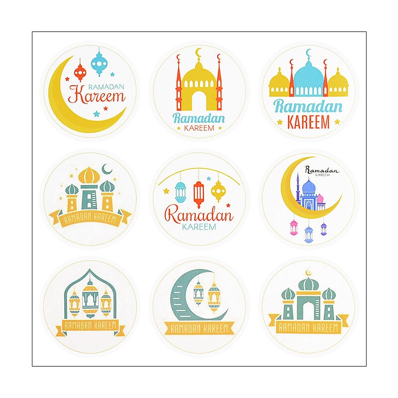 Autocollant Eid Mubarak Ramadan 4cm, étiquette autocollante pour emballage de boîte avec étoiles et motifs de lune, pour Scrapbook musulmans islamiques pour enfants, 90 pièces