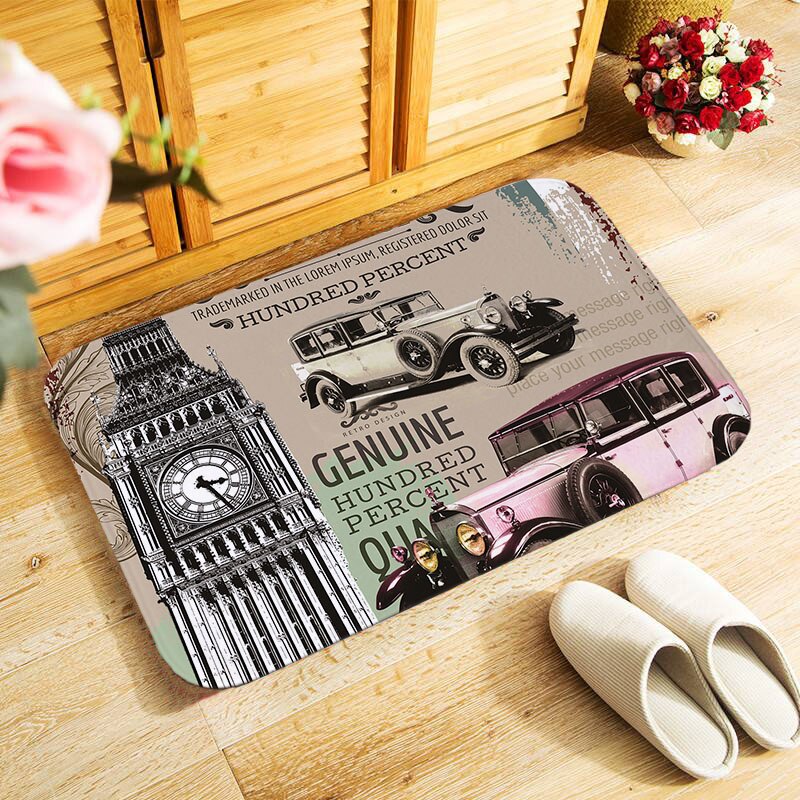 40 x 60cm buitendeurmat, klein vloerkleed voor slaapkamer, keuken, hal, deurmat, antislip, retro, europa, parijs, schilderachtig: Mu 243