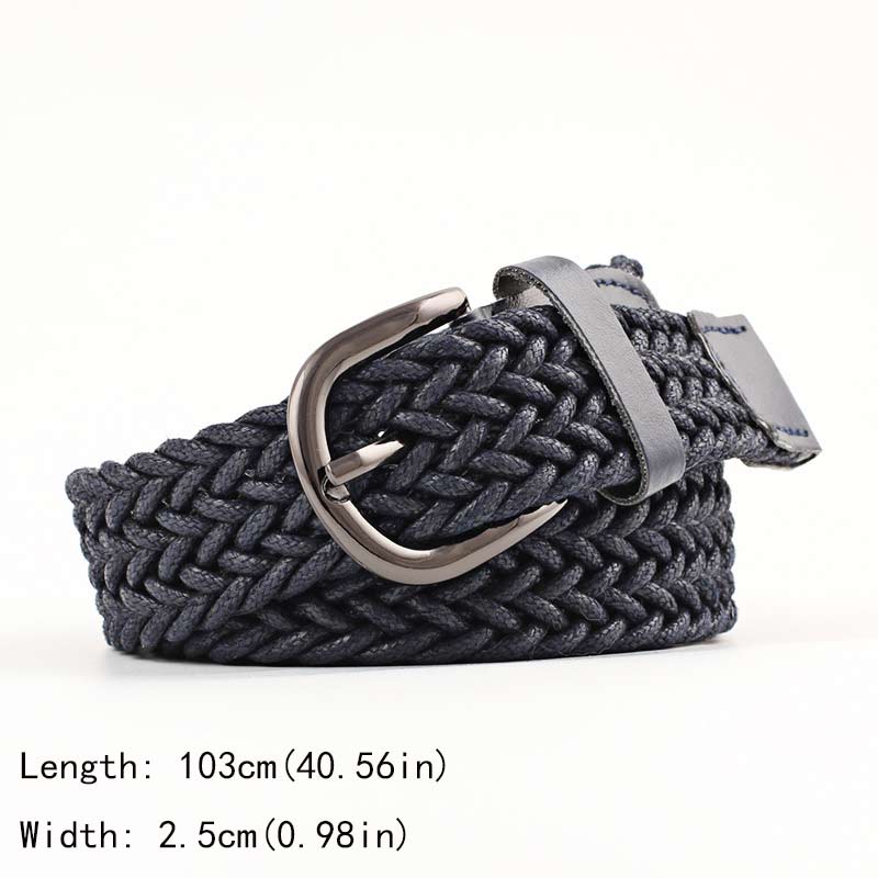 Unisex Casual Woven Belt Child Elastic Belts Men Canvas Elastic Belt Knitted Thin Waist Belts Jeans Alloy Pin Buckle Waistband: Gold