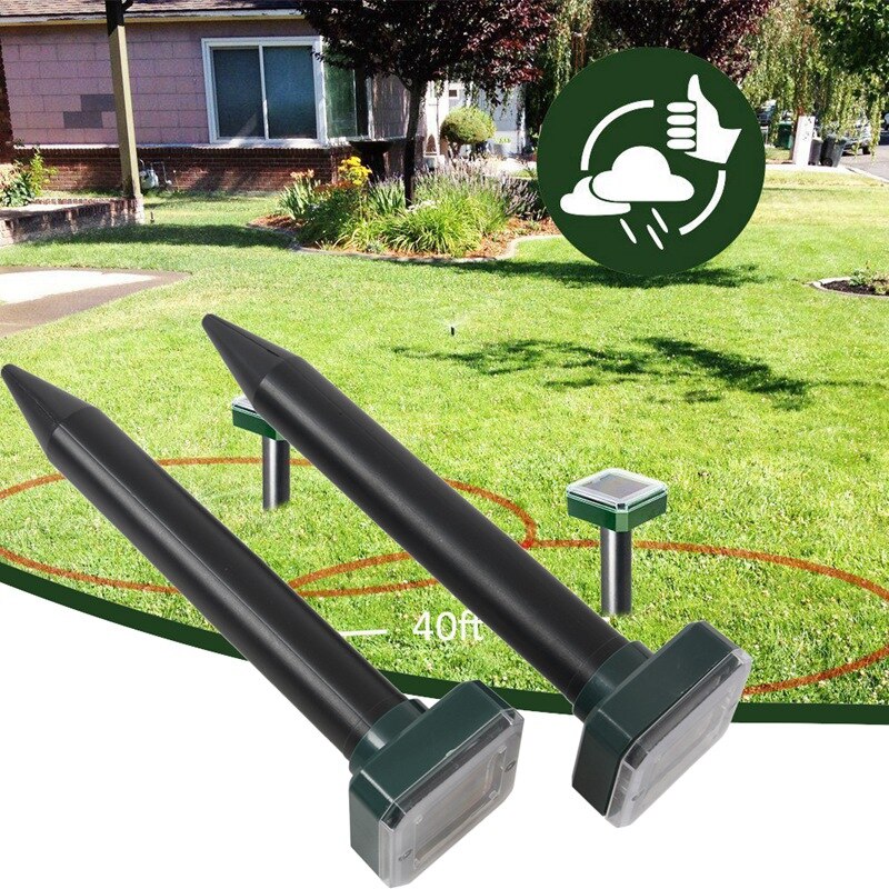 2 Pieces Solar Sonic Mole Repellent Vole Deterrent Chaser Spike