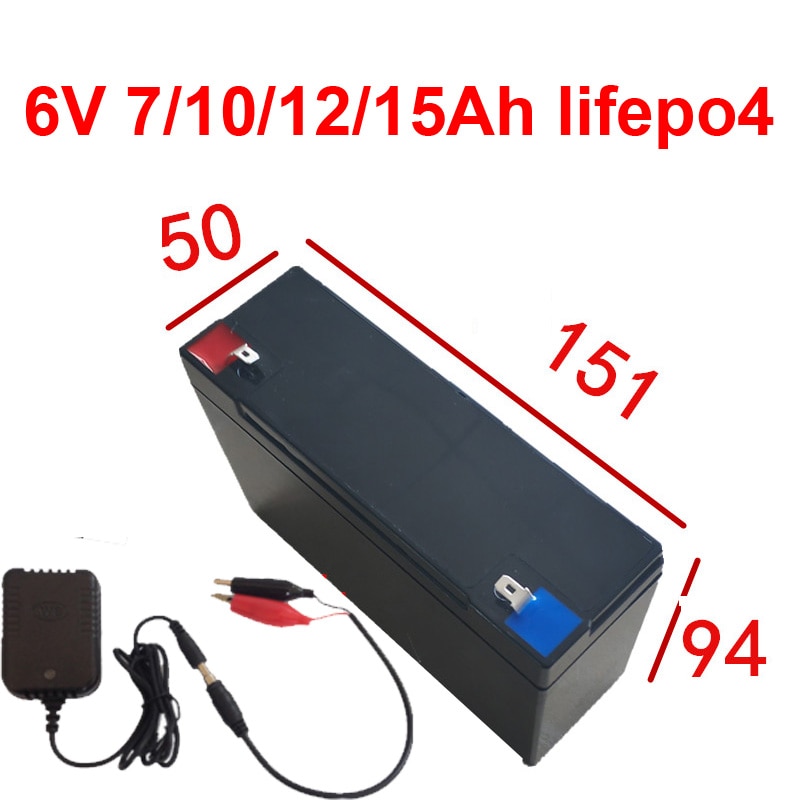 Batterie au lithium 6V 7Ah 10Ah 12Ah 15Ah lifepo4 pour le contrôle d'accès d'échelle jouet pour enfants voiture lampe avion rc tank + chargeur 1.5A