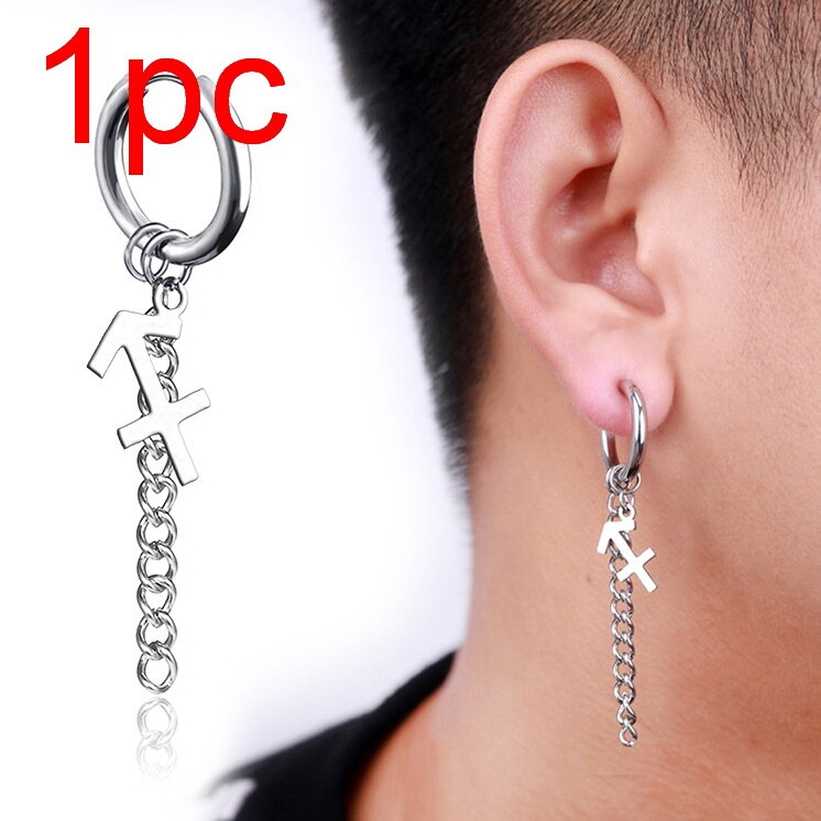 Pendientes de acero inoxidable con forma de constelación para hombre, joyería para Piercing, Aries, Leo, novedad: Sagittarius