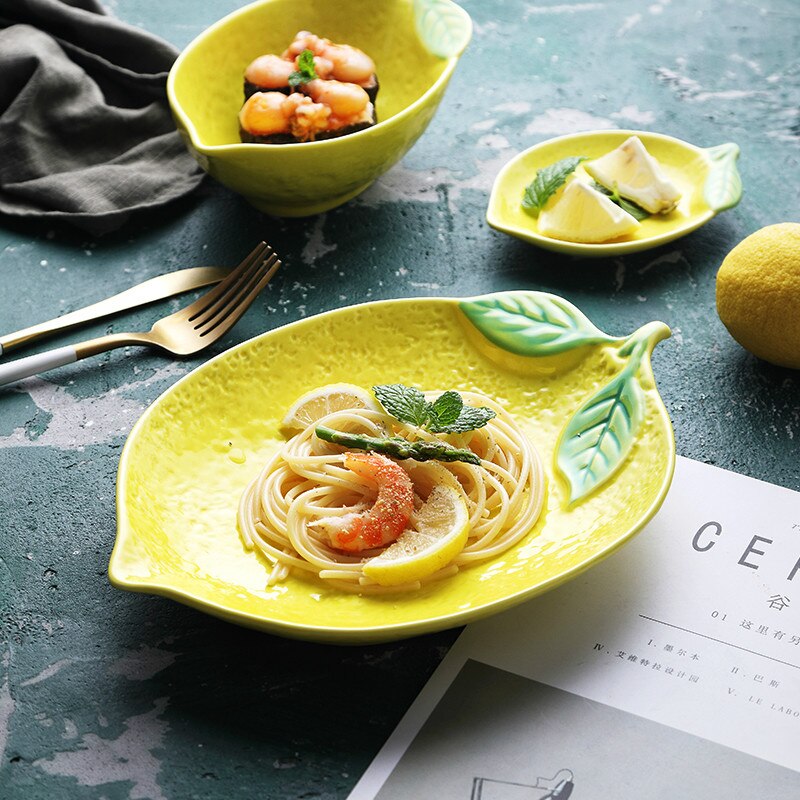 2 stk sød citron morgenmad dessert skål keramisk frugt tallerken japansk husholdning keramik bordservice middagssæt porcelæn