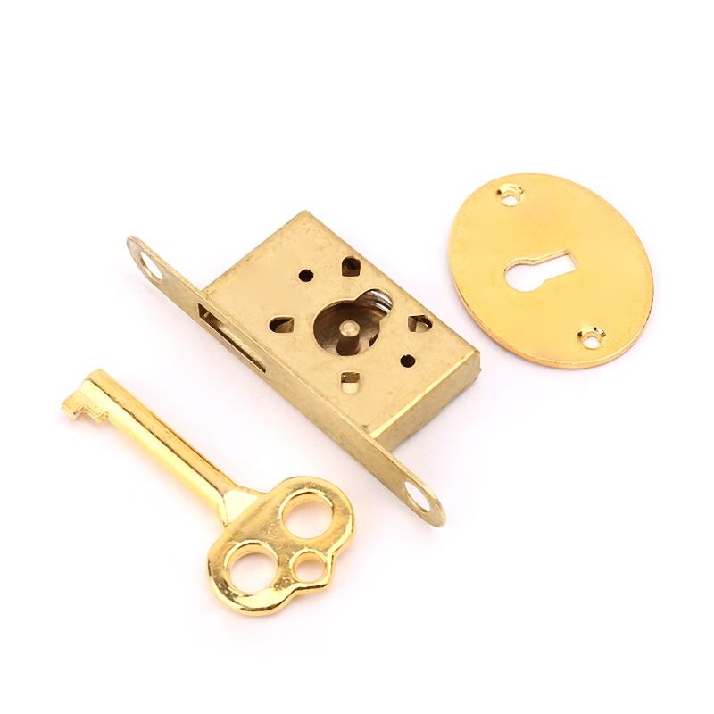 Vintage skuffelås med nøgle antik lille kasse skab dør låse møbler beslag hardware