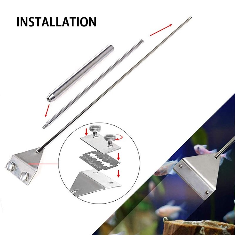 Aquarium Algae Scraper Fish Tank Glass Cleaner Aquatic Water Live Plant Grass Cleaning Multi-Tool Cleaner Kit
