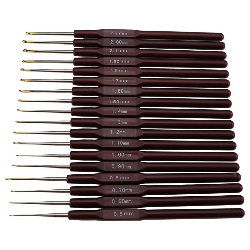 18 stks/set Haaknaalden 0.5mm-2.2mm Aluminium Haak Naald Set Garen Craft Kit Breien Accessoire Voor vrouwen Moeder