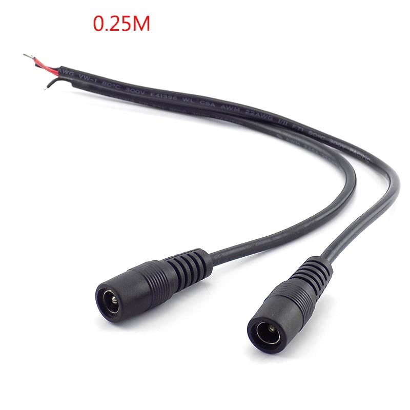 0.25 M/0.4 M/1 M 12 V DC Female Power Cable Extension 22AWG CCTV Camera Adapter 5.5 * 2.1mm Connector Kabel voor Camera Voeding