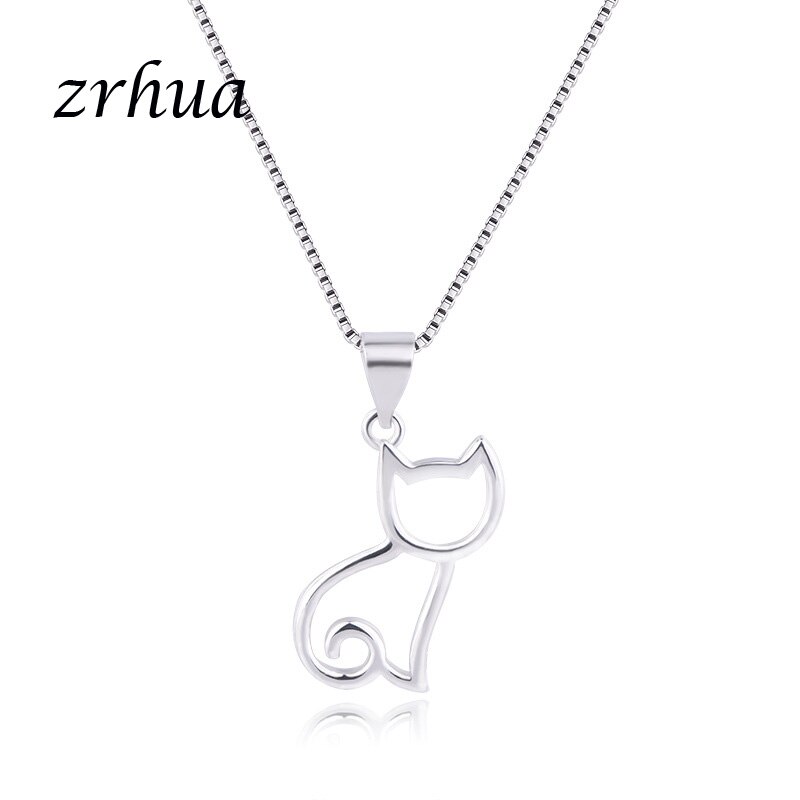 Zrhua 925 Sterling Zilveren Choker Ketting Voor Vrouwen Meisjes Leuke Hollow Cat Shape Charm Kettingen Fijne S925 Jewlry