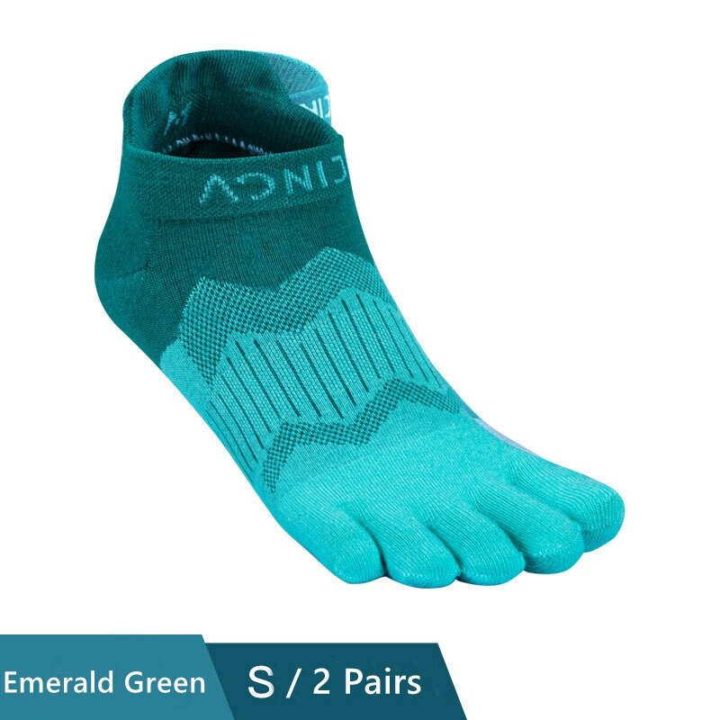 AONIJIE 2 Pairs Außen Socken Schnell Trocknend Fünf Kappe Socken Tragbare Toesocks Für Camping Wandern Trail Running Jogging E4810 E4806: Emerald Green S Size
