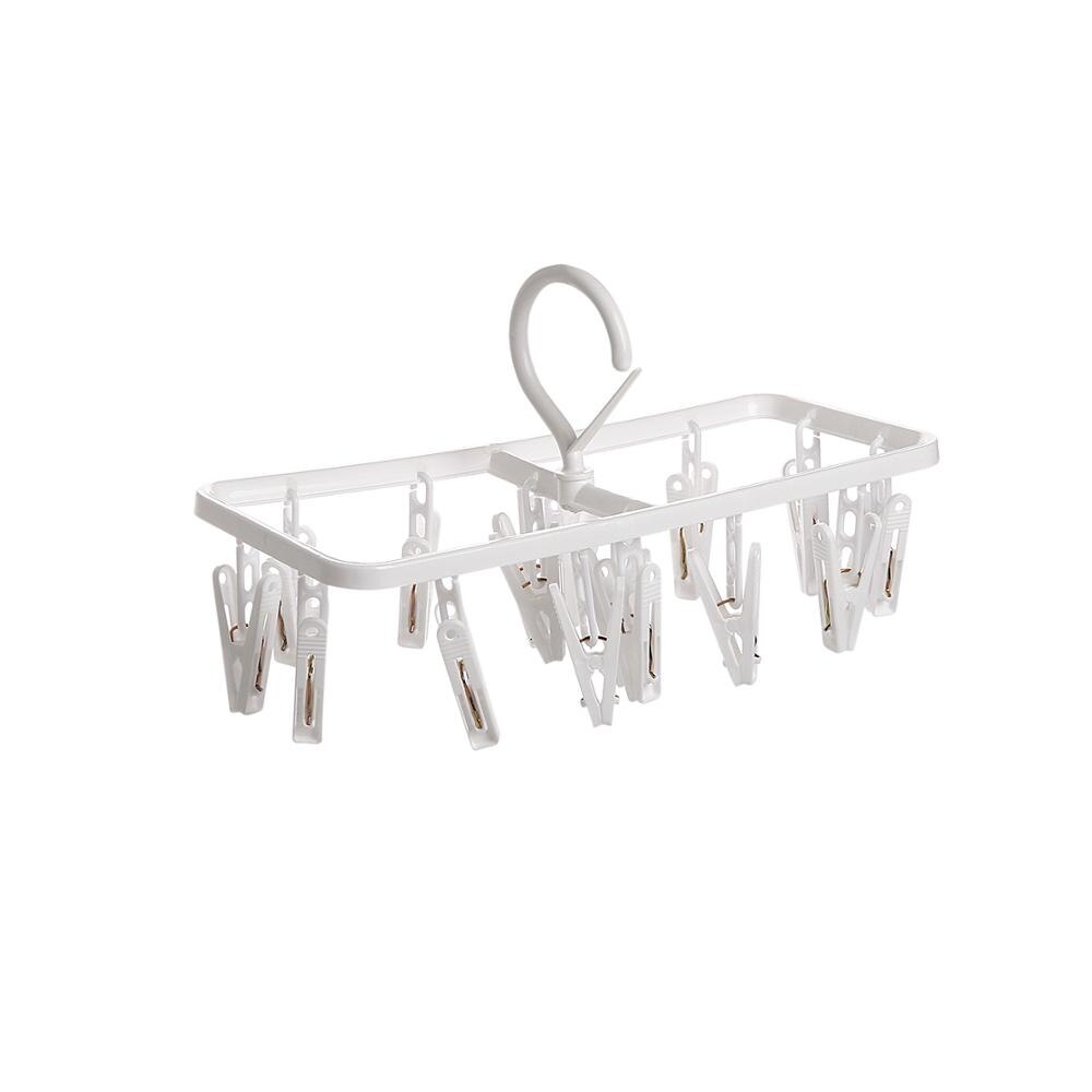 Porte-vêtements pliable à 16/36/48 clips, cintre à linge rotatif, support de rangement pour soutien-gorge, chaussettes, sous-vêtements, pince à linge: Blanc 16 clips