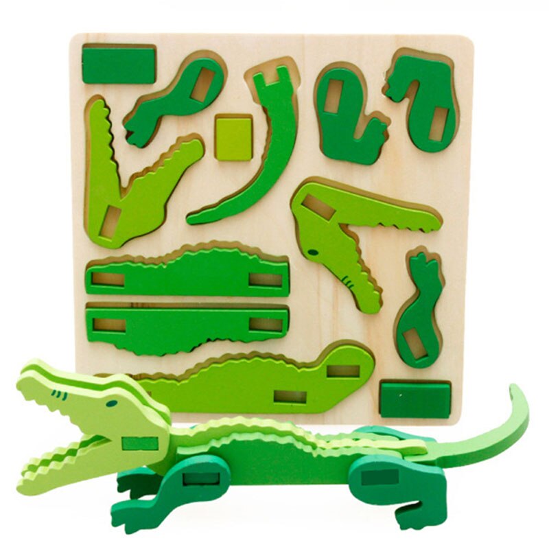 3D Three-dimensional Wooden Animal Jigsaw Puzzle Toys For Children DIY Baby Kids Handmade Wooden Toys Animals Puzzles