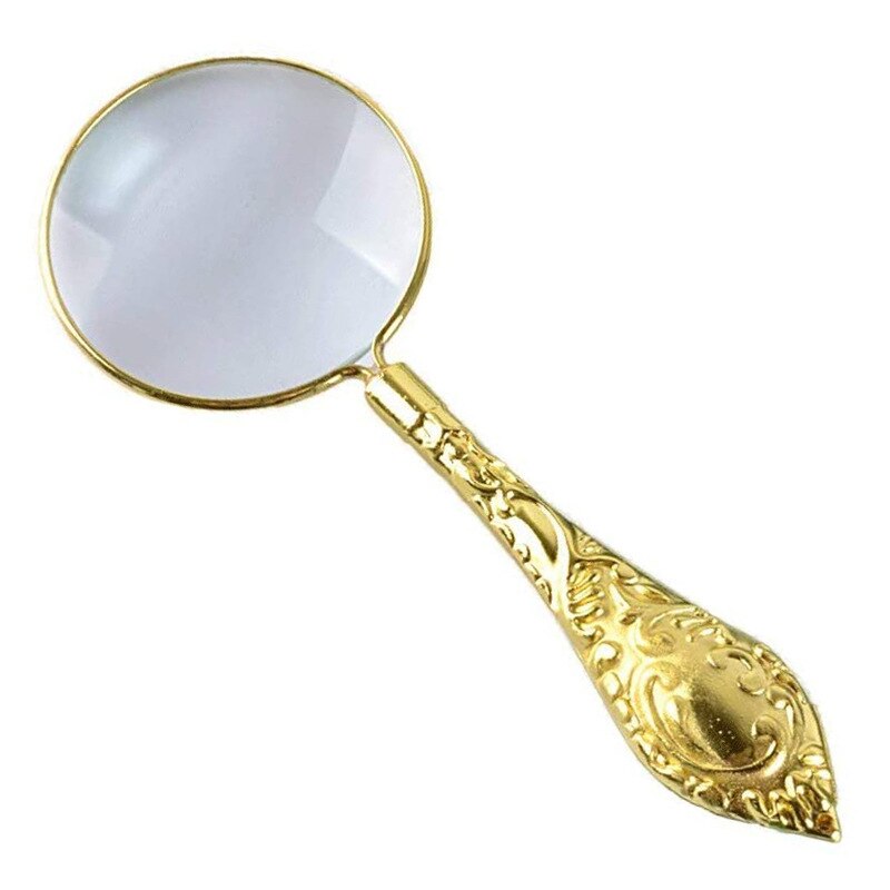 Magnifying Glass Handheld Magnifier for Reading Book Inspection Handheld High Definition Reading Magnifier Glass Eye Loupe: golden