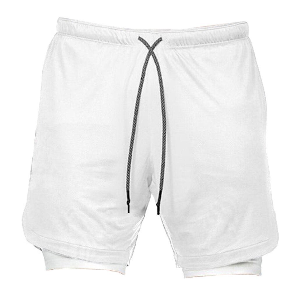 Pantalones cortos de entrenamiento para hombre, ropa interior informal para gimnasio, correr, ciclismo, de secado rápido, sin bolsillo para toalla: White M