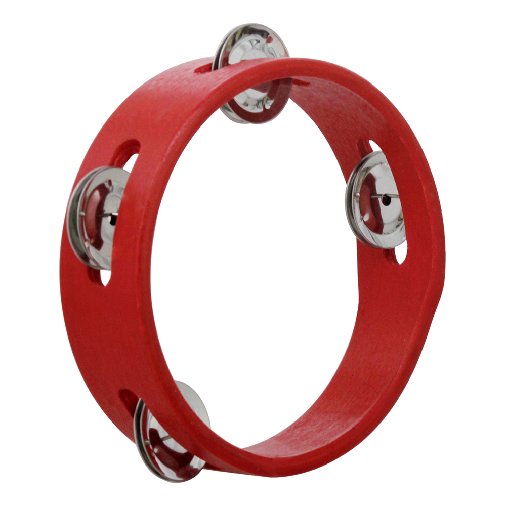 Mini Red Handheld madera pandereta mano campana Musical juguete de una sola fila Metal Jingles rojo para juegos de para niños