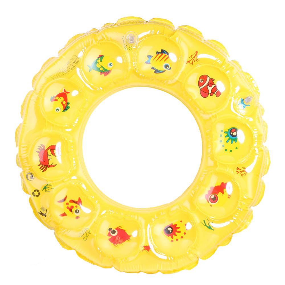 55/65/75cm Diameter Cartoon Pattern PVC Air Inflatable Float Raft Circles Swimming Rings Water Sports Products: Yellow-80 cm