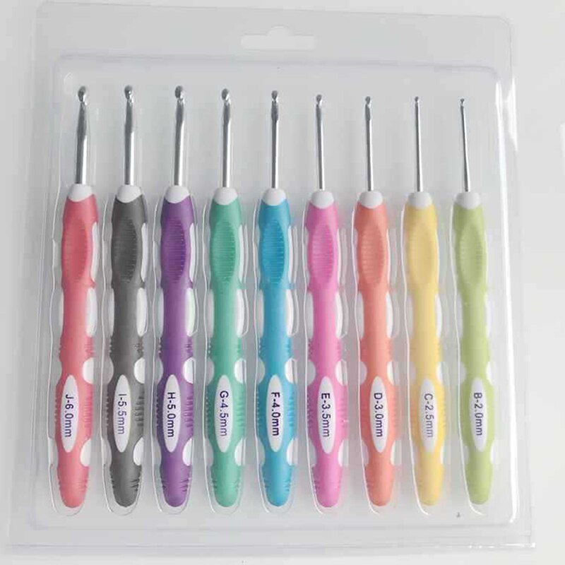 9Pcs/Set Ergonomic Crochet Hook Set Crochet Needles Knitting Needle Sewing Accessories