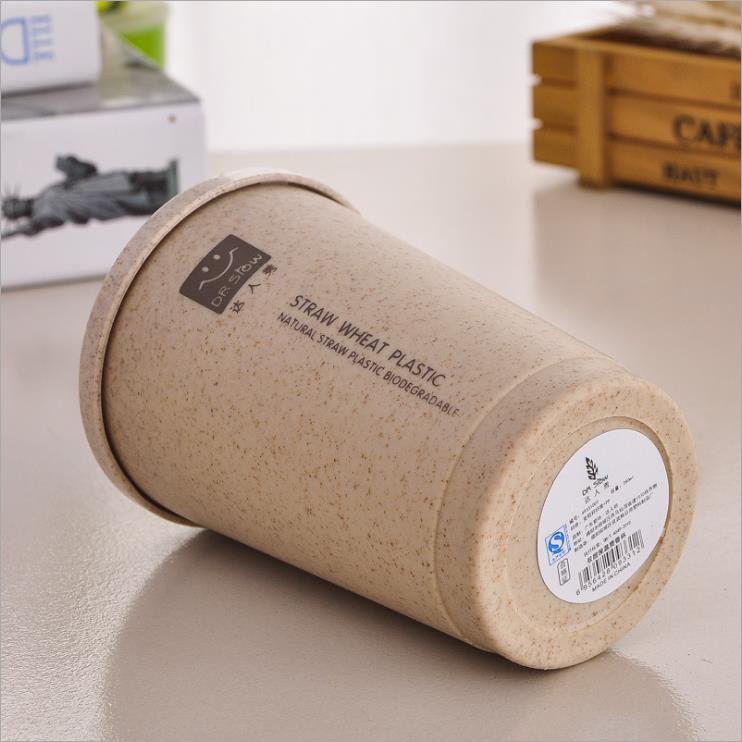 280ML Double-wall Insulation Wheat Fiber Straw Coffee Cup Travel Mug Leakproof plastic cups with lids tea cup cute coffee cup