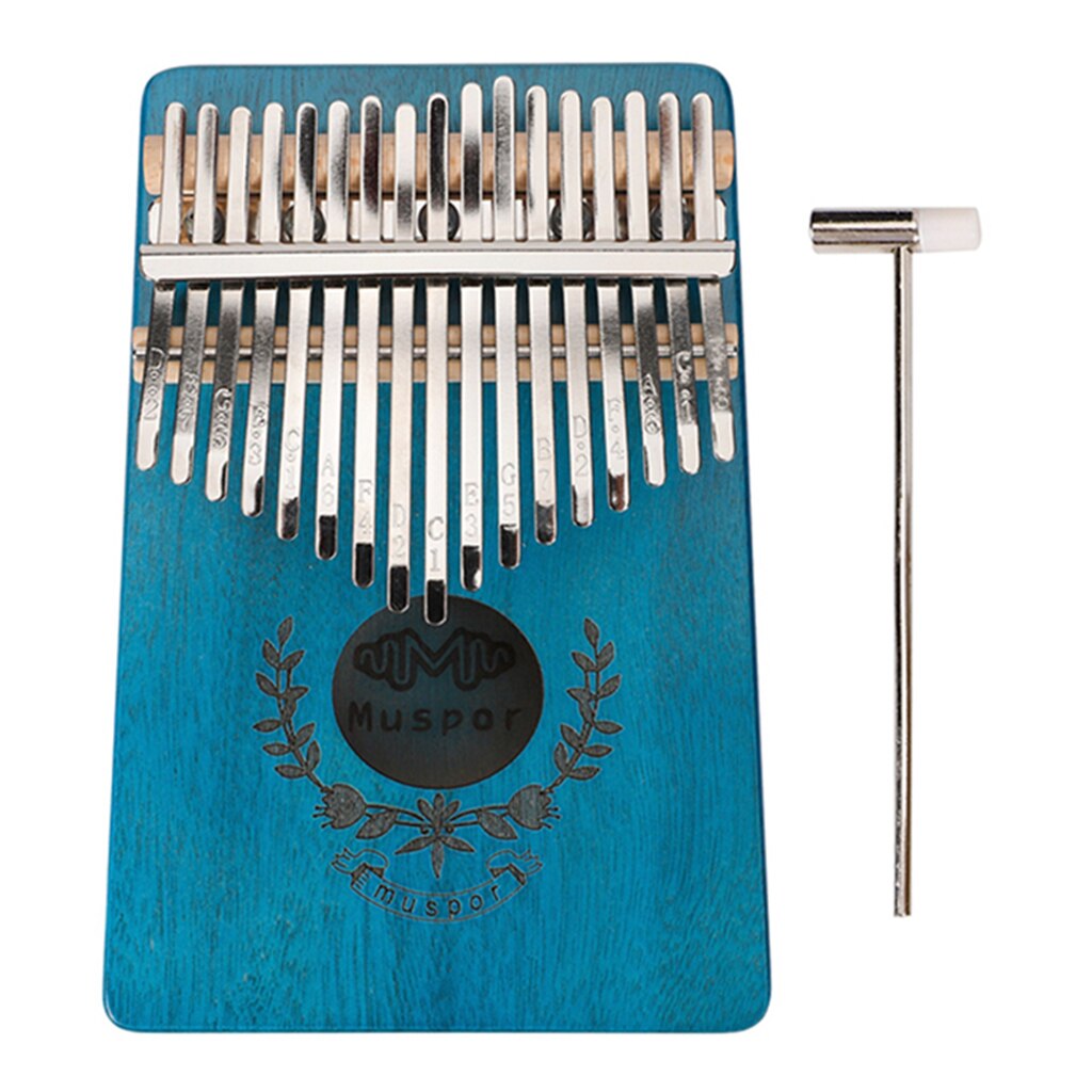 17 nøgle kalimba tommelfinger klaver legetøj mahogni mbira solid musikinstrument: Blå