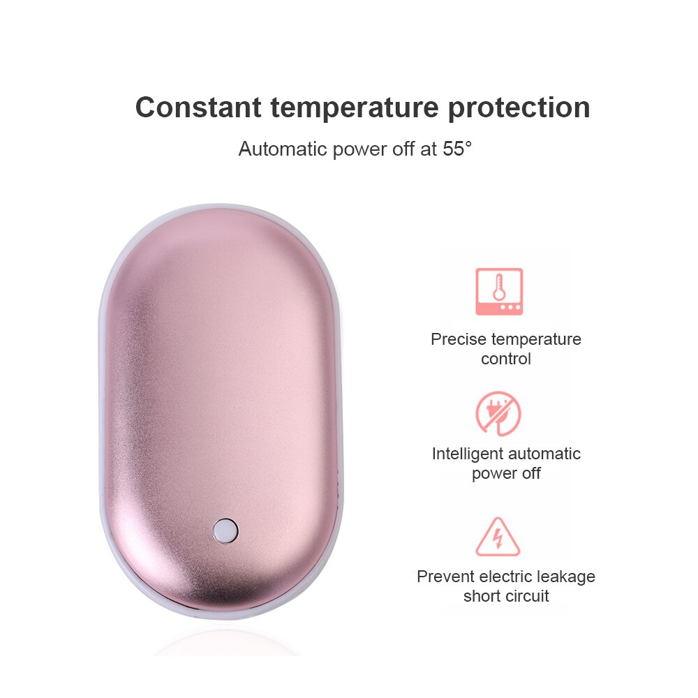 Portátil 5200mAh USB recargable 2 en 1 calentador de manos eléctrico banco de energía de invierno rápido de doble cara de calefacción