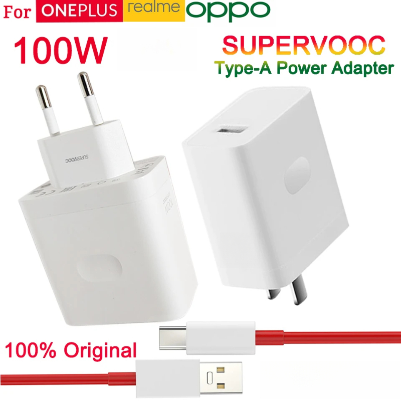 Chargeurs rapides SuperVOOC 100W pour OnePlus 13 12 11 10 Pro Nord CE4 CE3 Lite OPPO Realme avec câble USB Type C de 1M