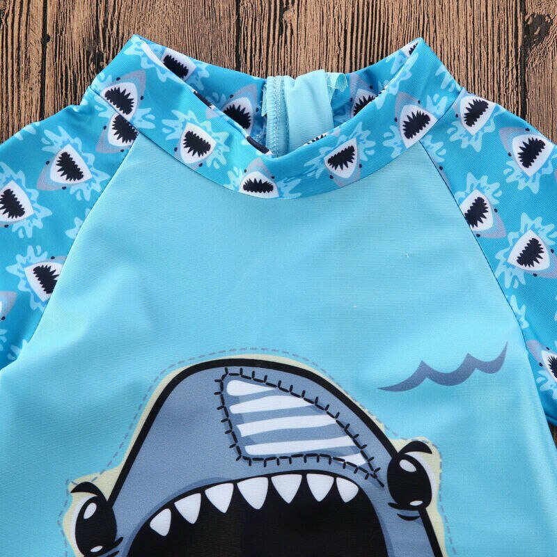 1-5Y Peuter Kids Baby Meisjes Jongens Badmode Shark Print Korte Mouw Bikini Badpak Een Stuk Kleding