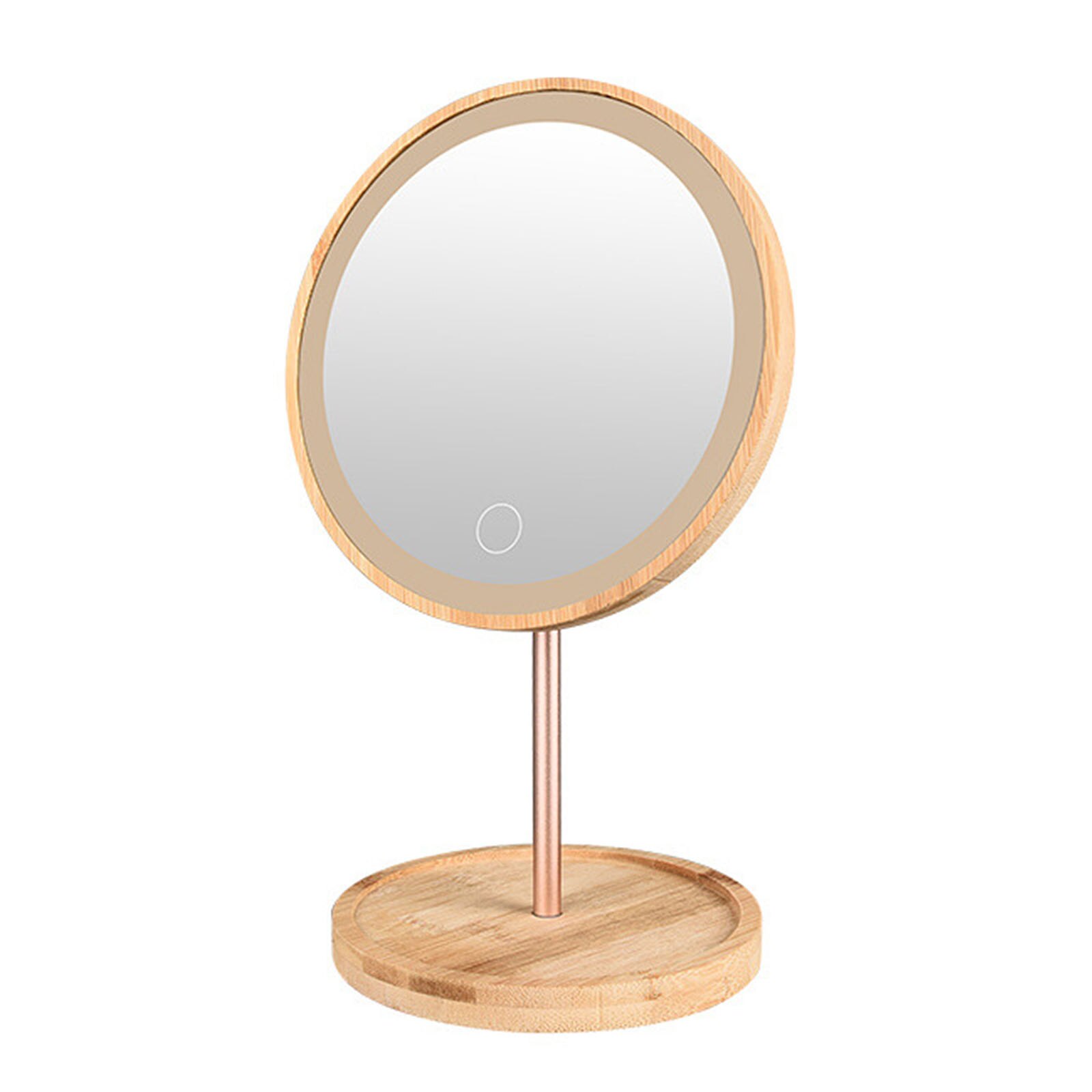 Wooden Desktop LED Makeup Mirror Magnifying USB Charging Adjustable Bright Diffused Light Touch Screen Beauty Makeup Mirrors: A1