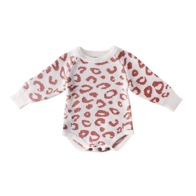 Knitted Baby Clothes Newborn Baby Romper Leopard Baby Girl Romper Cotton Infant Baby Boy Romper Infant Baby Jumpsuit Overalls: C / 3M