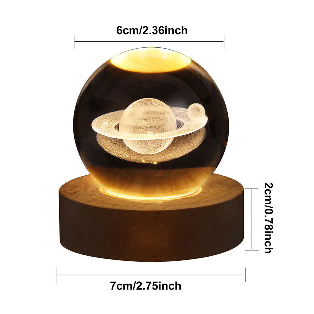 LED Kristall kugel Nachtlicht USB Aufladen 3D gravierte Mond Planet Galaxie Astronaut glühenden Kristall kugel Tisch lampe Geburtstags: Marine