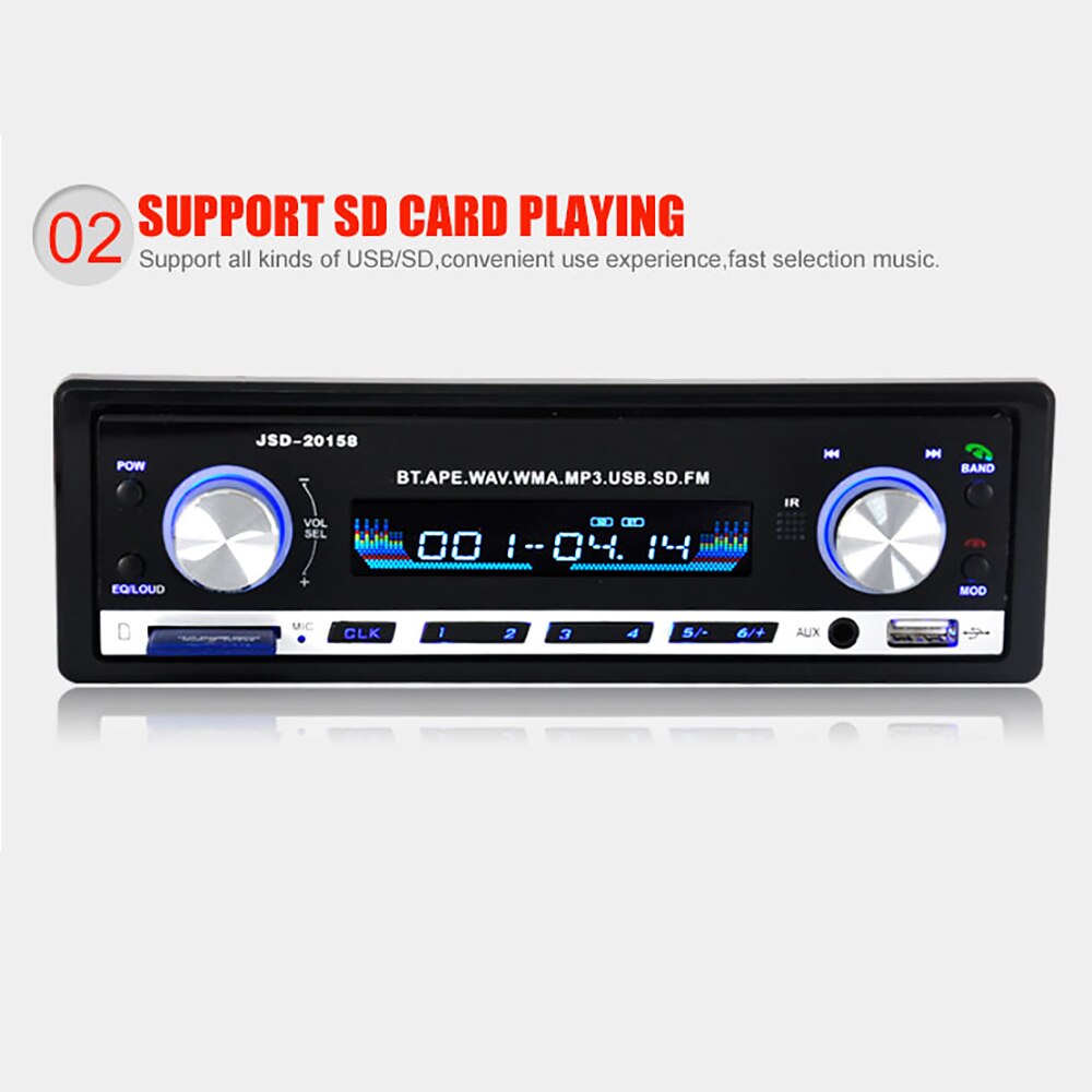 Reproductor Digital estéreo de Radio para coche, con Bluetooth, reproductor MP3 para coche, Radio FM, estéreo, Audio, música, USB/SD con entrada AUX para tablero