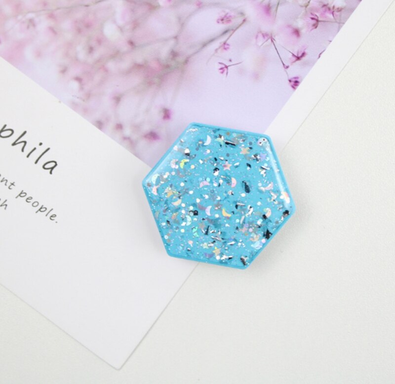 Zeshoekige gladde epoxy multifunctionele telefoonhouder met gripbevestiging, airbagbeugel voor mobiele telefoon en kleine tafel.