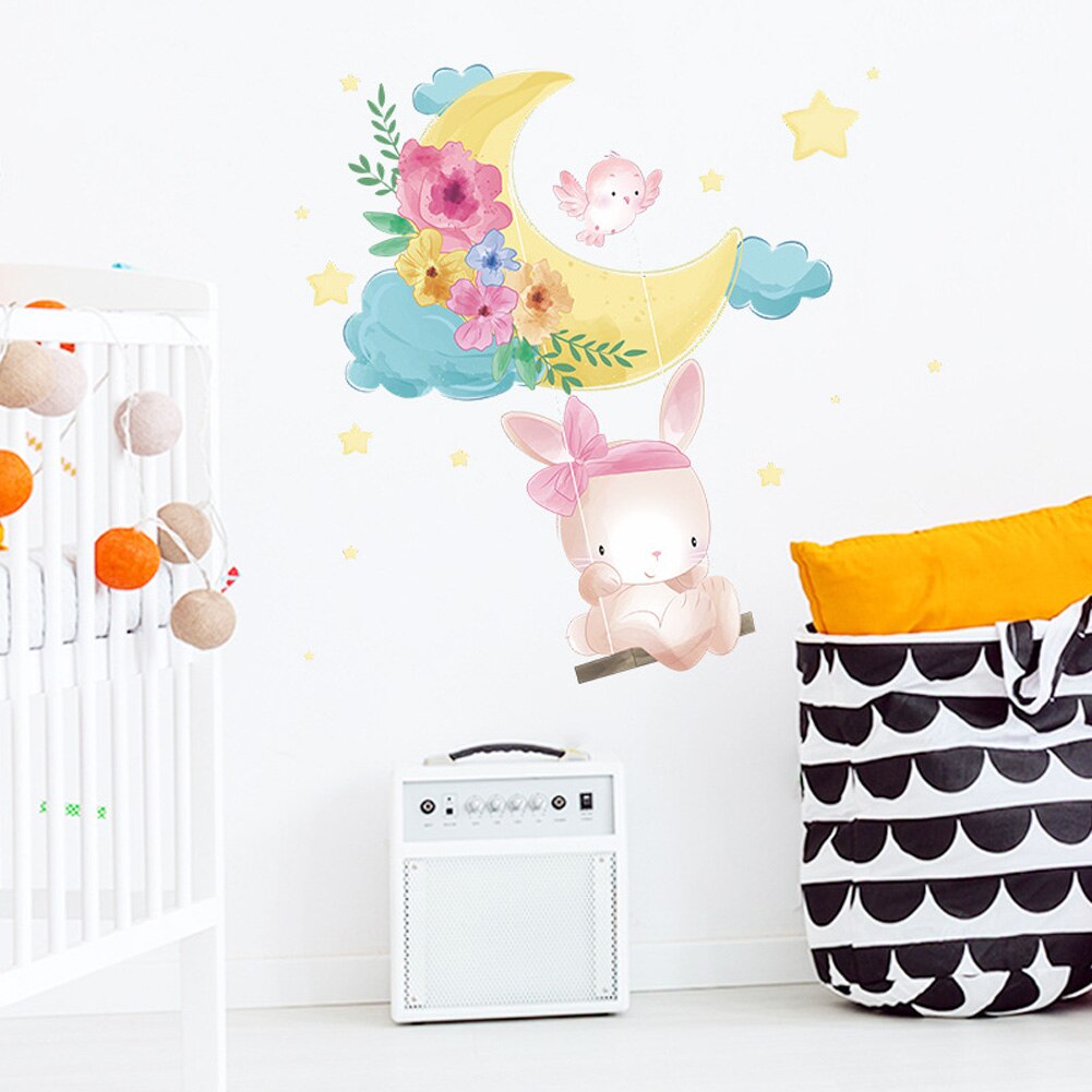 Cute Rabbit Series Wall Sticker For Kids Baby Room Home Decoration Wallpaper Living Room Bedroom Removable Mural Bunny Stickers