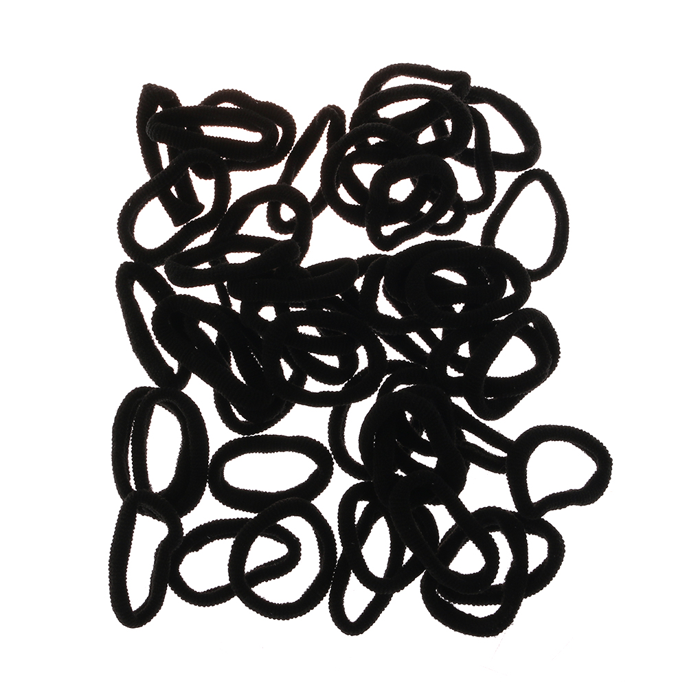 Gomas elásticas para el pelo para niña, accesorios coloridos fluorescentes negros para el cabello, coleteros de goma, soporte, 50 Uds.: Negro