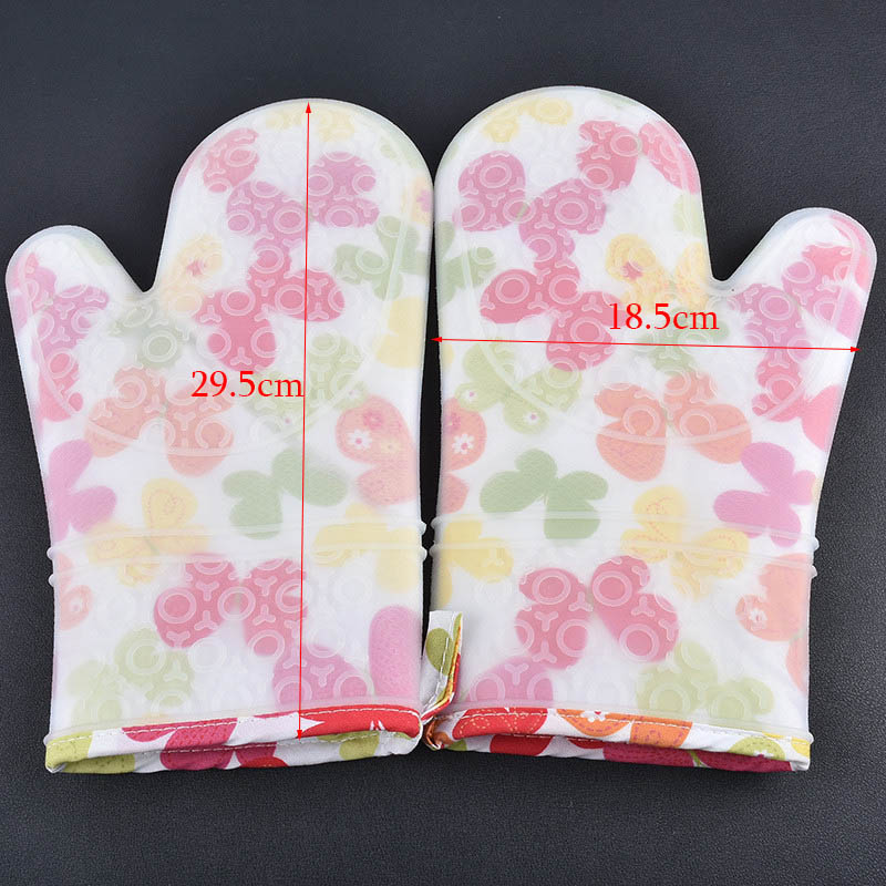 Guantes de Silicona para Cocina, Manoplas Estampadas, Resistentes al Calor, más Gruesas, apto para Microondas, 2 Uds.: longwhite