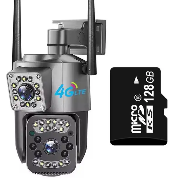8MP 4K WIFI IP-camera Dubbele lens PTZ 4G Sim-kaart Outdoor Webcam Alarm 10X Zoom Smart Home CCTV Beveiliging Monitor Cam: 1/2. 7" / au plug
