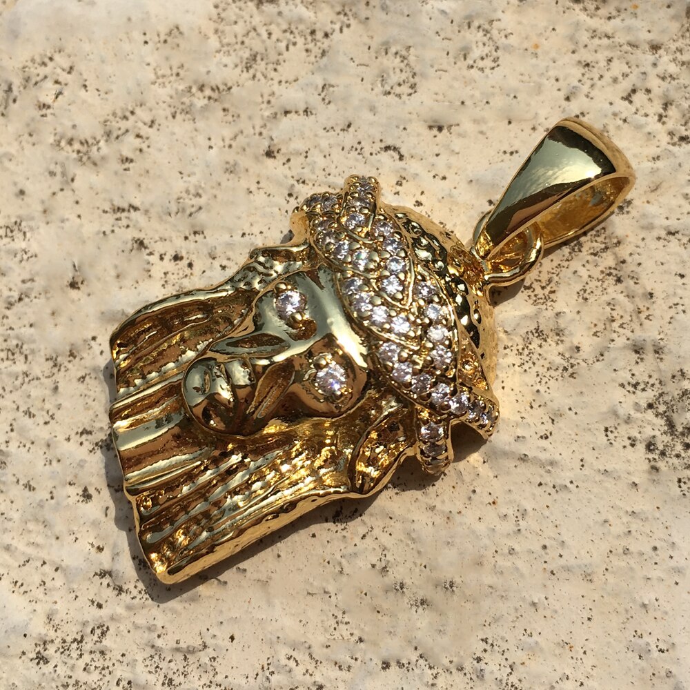 Langtidsholdbare micro pave cz buddha vedhæng halskæde guld kors hip hop smykker til mænd og kvinder jul: Jesus