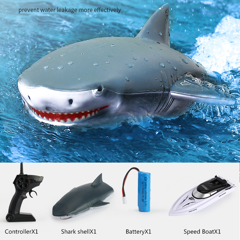 Rc Boot 2.4G Speed Boot 2in1 Shark Bateau Barcos Rc Model Waterdichte Hoge Snelheid Dynamoelectric Dubbele Motor Aangedreven: Default Title