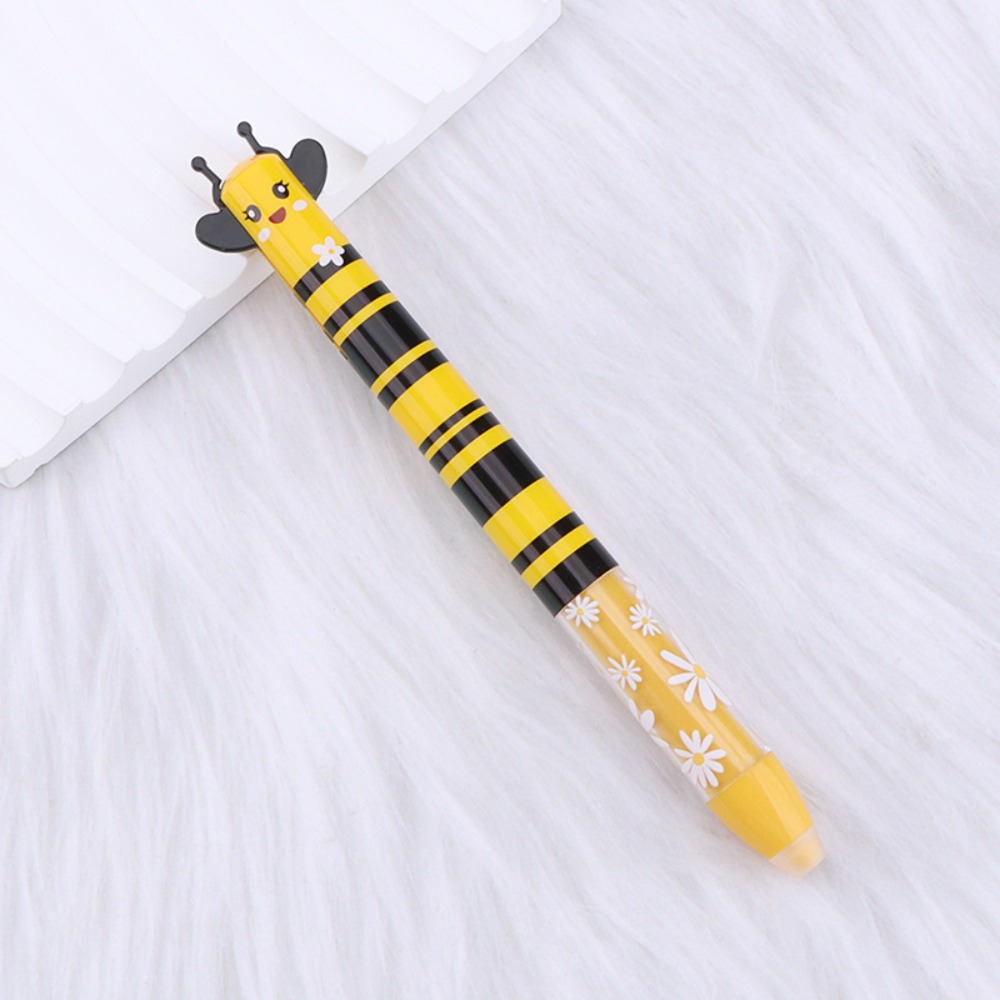 Cartoon Erasable Ballpoint Pen Animal Quick-drying Neutral Pen Double Ink Color Signature Pens Stationery: black