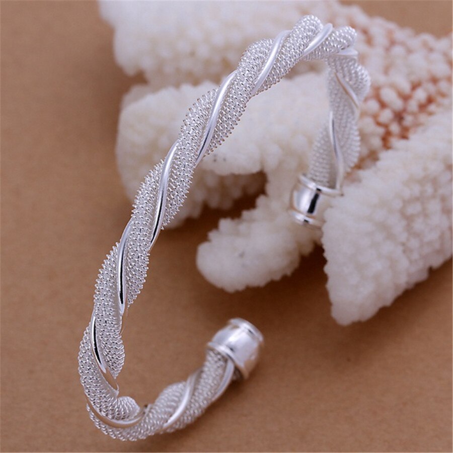 Jule sølvfarge smykker vakre kvinnelige wire mesh armbånd armbånd smykker for kvinner menn  b020